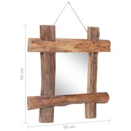 Oglindă cu ramă bușteni, natural, 50x50 cm, lemn masiv reciclat, 9 image