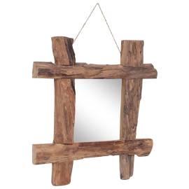 Oglindă cu ramă bușteni, natural, 50x50 cm, lemn masiv reciclat, 7 image