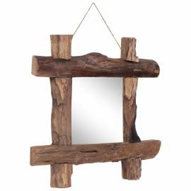 Oglindă cu ramă bușteni, natural, 50x50 cm, lemn masiv reciclat, 8 image