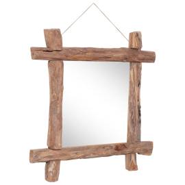 Oglindă cu ramă bușteni, natural, 70x70 cm, lemn masiv reciclat, 2 image