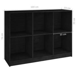 Bibliotecă, negru, 104x33x76 cm, lemn masiv de pin, 8 image
