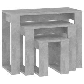 Măsuțe suprapuse, 3 buc., gri beton, pal, 2 image