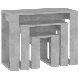 Măsuțe suprapuse, 3 buc., gri beton, pal, 5 image