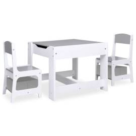 Masă pentru copii, cu 2 scaune, alb, mdf, 2 image