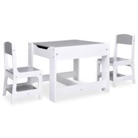 Masă pentru copii, cu 2 scaune, alb, mdf, 3 image
