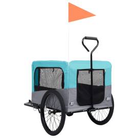 Remorcă bicicletă & cărucior 2-în-1 animale, albastru și gri, 6 image