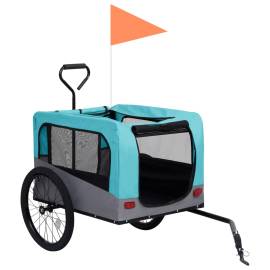 Remorcă bicicletă & cărucior 2-în-1 animale, albastru și gri, 3 image