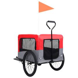 Remorcă bicicletă & cărucior 2-în-1 pentru animale, roșu și gri, 5 image