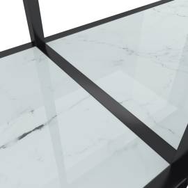 Masă consolă, alb, 140x35x75,5 cm, sticlă securizată, 6 image