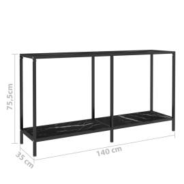 Masă consolă, negru, 140x35x75,5 cm, sticlă securizată, 8 image