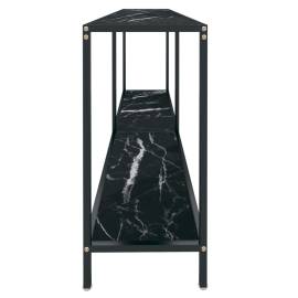 Masă consolă,negru, 160x35x75,5 cm, sticlă securizată, 4 image