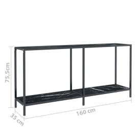 Masă consolă,negru, 160x35x75,5 cm, sticlă securizată, 8 image