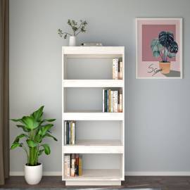 Bibliotecă/separator cameră, alb, 60x35x135 cm, lemn masiv pin, 3 image