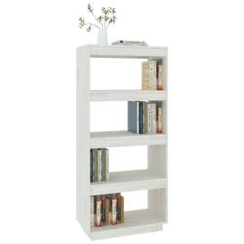 Bibliotecă/separator cameră, alb, 60x35x135 cm, lemn masiv pin, 4 image