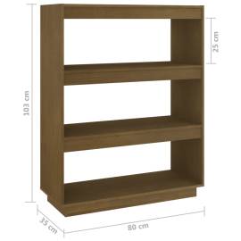Bibliotecă/separator cameră maro miere 80x35x103 cm lemn pin, 8 image