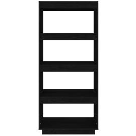 Bibliotecă/separator cameră negru 60x35x135 cm lemn masiv pin, 6 image