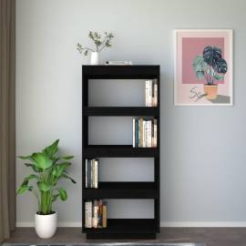 Bibliotecă/separator cameră negru 60x35x135 cm lemn masiv pin, 3 image