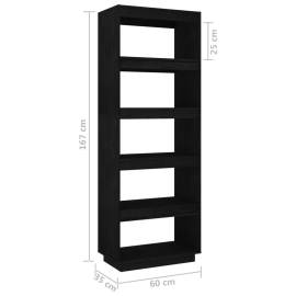 Bibliotecă/separator cameră negru 60x35x167 cm lemn masiv pin, 8 image