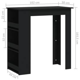 Masă de bar cu raft de depozitare, negru, 102x50x103,5 cm, pal, 7 image