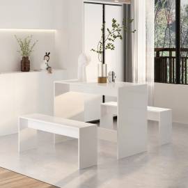 Set mobilier de bucătărie, 3 piese, alb extralucios, pal, 3 image