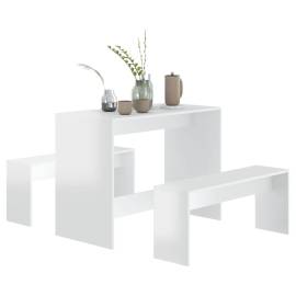 Set mobilier de bucătărie, 3 piese, alb extralucios, pal, 4 image