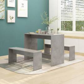 Set mobilier de bucătărie, 3 piese, gri beton, pal