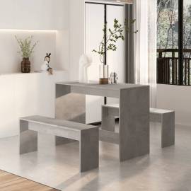 Set mobilier de bucătărie, 3 piese, gri beton, pal, 3 image