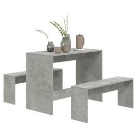 Set mobilier de bucătărie, 3 piese, gri beton, pal, 4 image