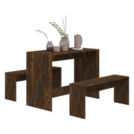 Set mobilier de bucătărie, 3 piese, stejar afumat, pal, 4 image