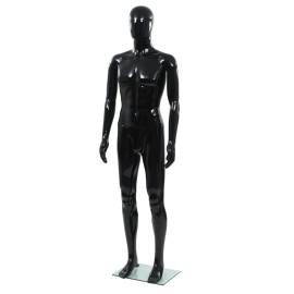 Corp manechin masculin, suport din sticlă, negru lucios, 185 cm