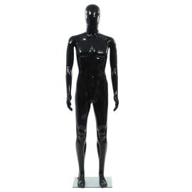 Corp manechin masculin, suport din sticlă, negru lucios, 185 cm, 3 image