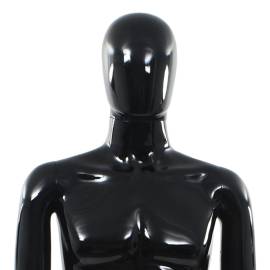 Corp manechin masculin, suport din sticlă, negru lucios, 185 cm, 8 image