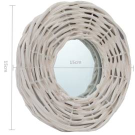 Oglinzi, 3 buc., alb, 15 cm, răchită, 5 image