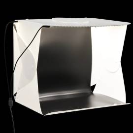 Cort foto cu led-uri pliabil, alb, 40 x 34 x 37 cm, plastic