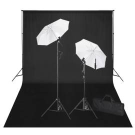 Kit studio foto, fundal negru, 600 x 300 & lumini