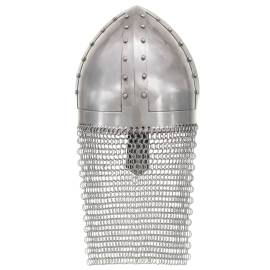Coif cavaler cruciat antichizat joc de rol argintiu oțel, 4 image
