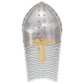 Coif cavaler cruciat antichizat joc de rol argintiu oțel, 2 image