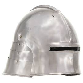 Coif cavaler medieval, antichizat, joc de rol, argintiu, oțel