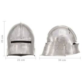 Coif cavaler medieval, antichizat, joc de rol, argintiu, oțel, 9 image