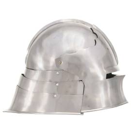 Coif cavaler medieval, antichizat, joc de rol, argintiu, oțel, 6 image