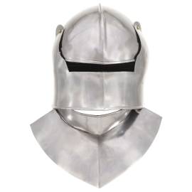 Coif cavaler medieval antic, jocuri de rol, argintiu, oțel, 3 image