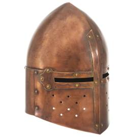 Coif cavaler medieval antichizat, jocuri roluri, arămiu, oțel