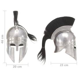 Coif războinic grec aspect antic, joc roluri, argintiu, oțel, 8 image