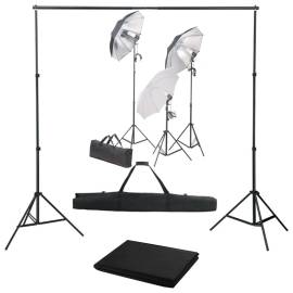 Kit studio foto cu set de lumini și fundal