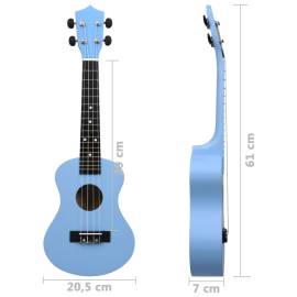 Set de ukulele soprano, pentru copii, cu husă, bleu, 23", 11 image