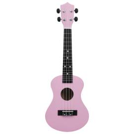 Set de ukulele soprano, pentru copii, cu husă, roz, 23", 6 image