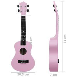 Set de ukulele soprano, pentru copii, cu husă, roz, 23", 11 image