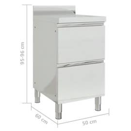 Dulap de bucătărie comercial cu 2 sertare, oțel inoxidabil, 7 image