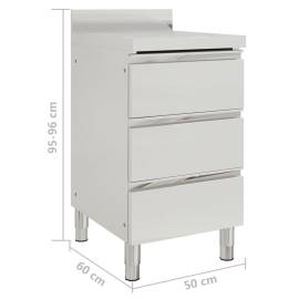 Dulapuri bucătărie comerciale 3 sertare 2 buc. oțel inoxidabil, 8 image