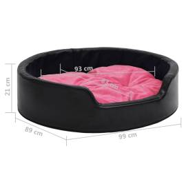 Pat pentru câini, negru/roz, 99x89x21 cm, pluș/piele ecologică, 8 image